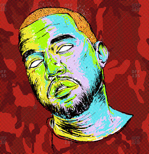 Illustration of American hip hop artist Kanye West