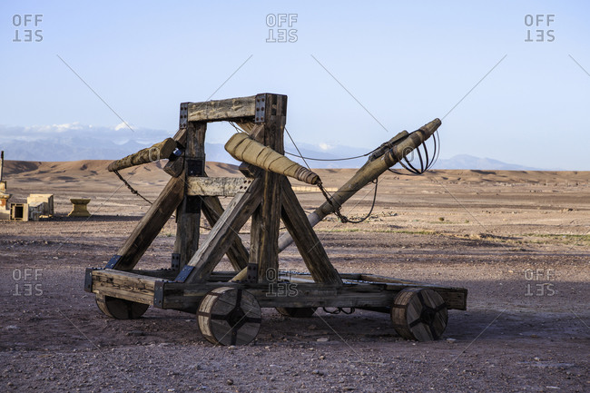 Catapult weapon in remote desert