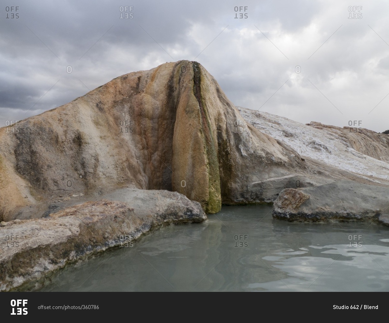 Rock formation over hot spring, Keough Hot Springs, California, United States