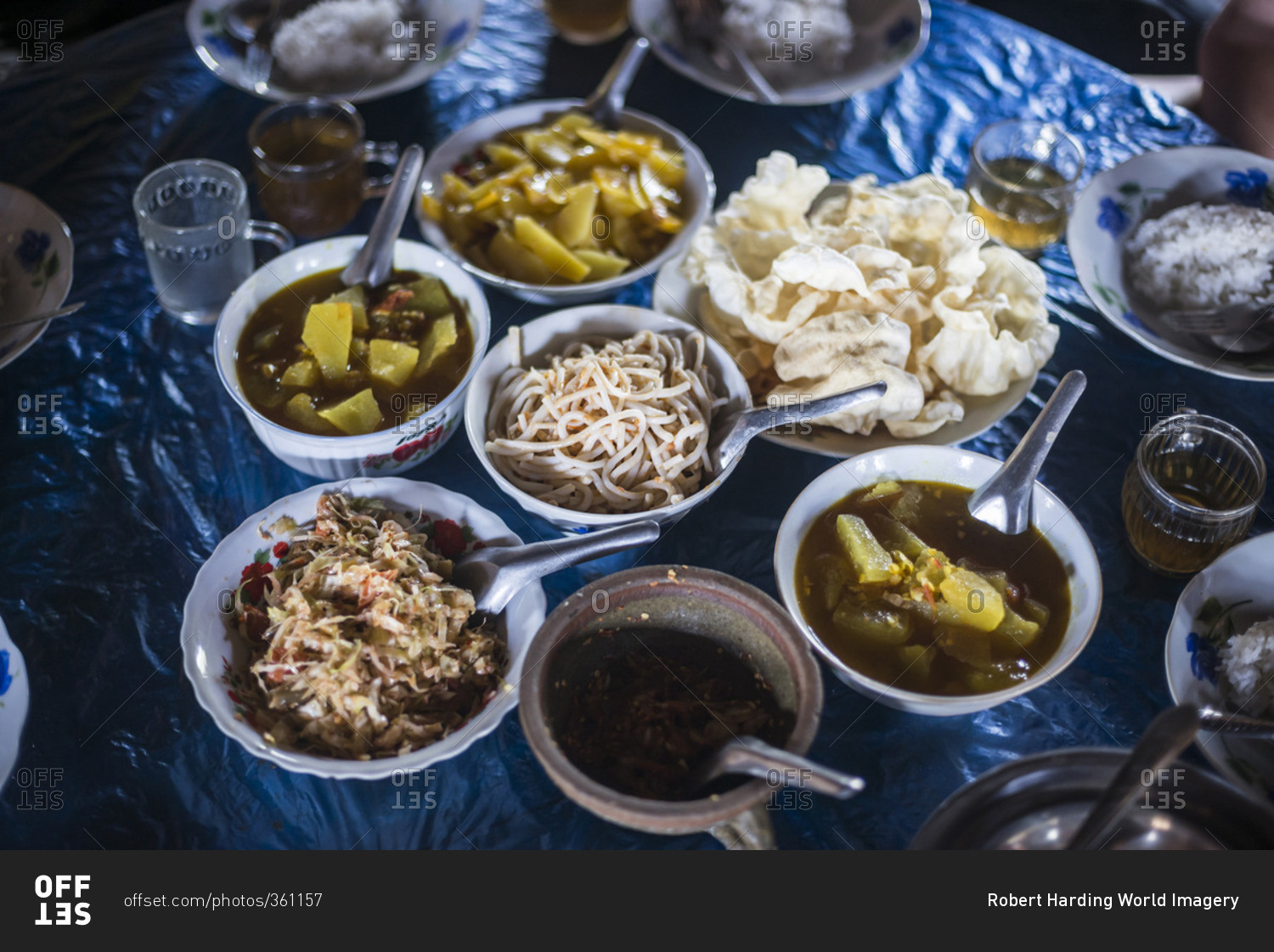Burmese food in Pankam Village in Hsipaw Township, Shan State, Myanmar