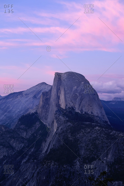 Sunset on Half Dome as seen from Glacier Point, Yosemite National Park; California, United States of America