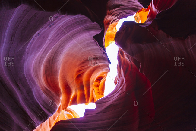 Looking up through Lower Antelope Canyon