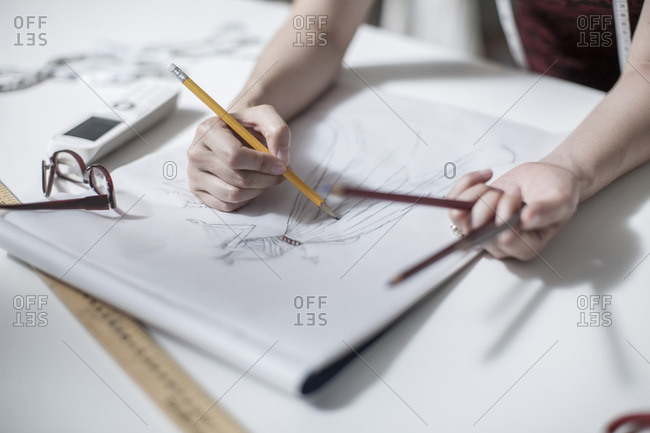 Wedding Dress Designer Drawing Stock Photo Offset