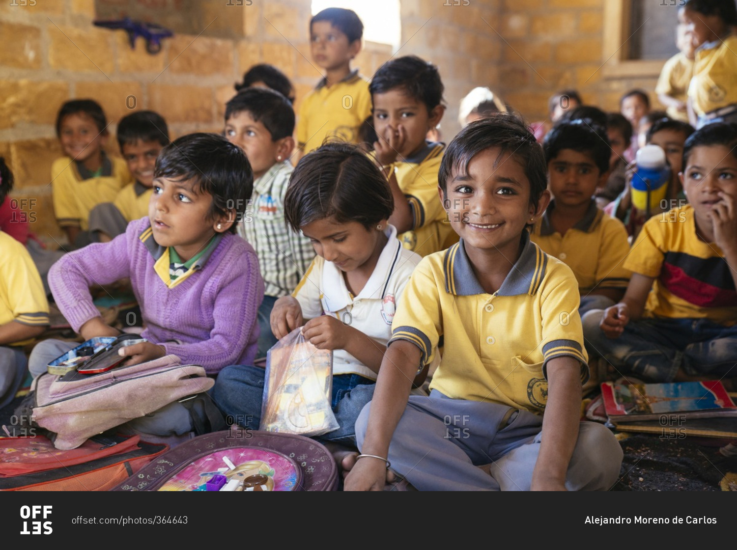 Children at a school in India stock photo - OFFSET