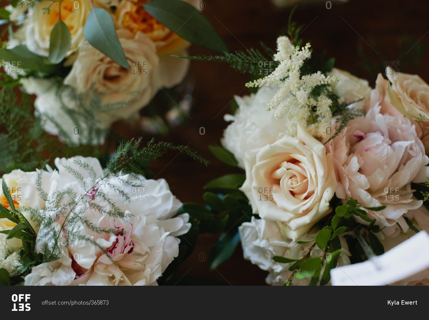 Rose bridal bouquets in close up