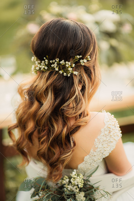 Back View Of Bride S Wedding Hairstyle Stock Photo Offset
