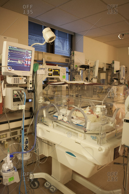 Equipment and monitors for baby in the neonatal intensive care unit