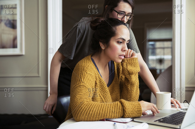 Women using laptop at home