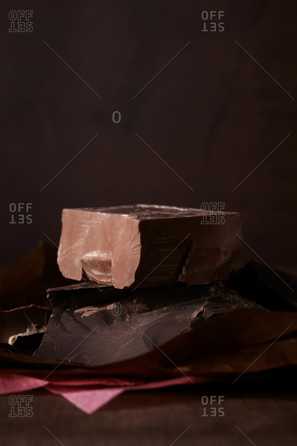 Chunks of milk and dark chocolate