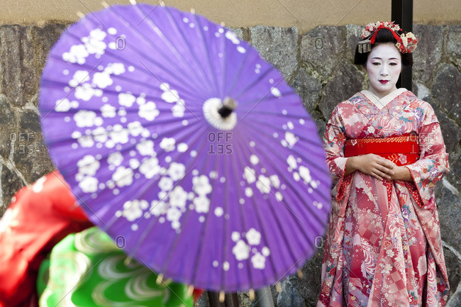 Apprentice Geisha (Maiko), Women Dressed in Traditional Costume, Kimono,  Kyoto, Honshu, Japan