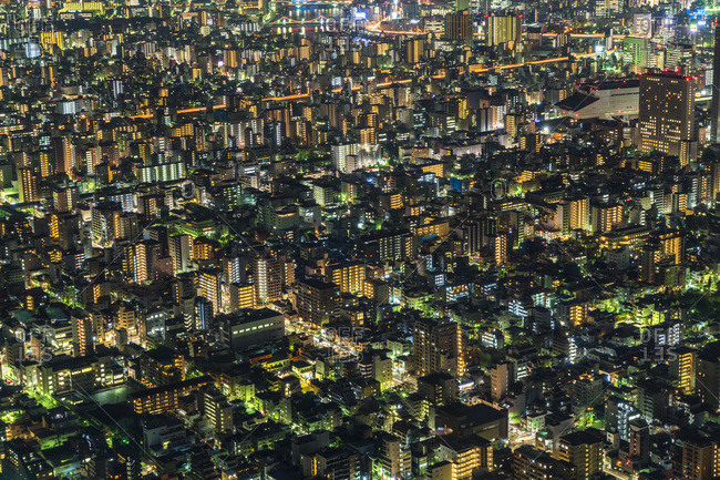 Aerial View Of Tokyo At Night From The Tokyo Skytree In Japan Stock Photo Offset