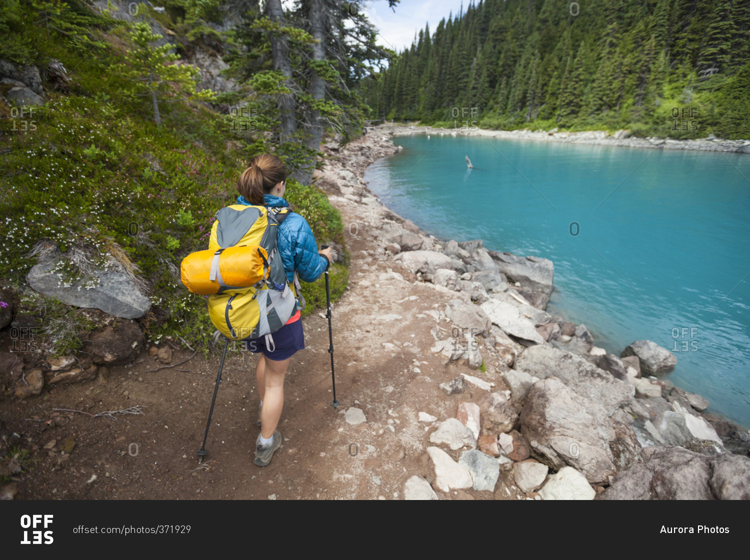 Hiking beside Garibaldi Lake in Garibaldi Provincial Park, British Columbia, Canada