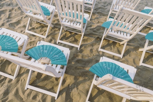 beach wedding fans