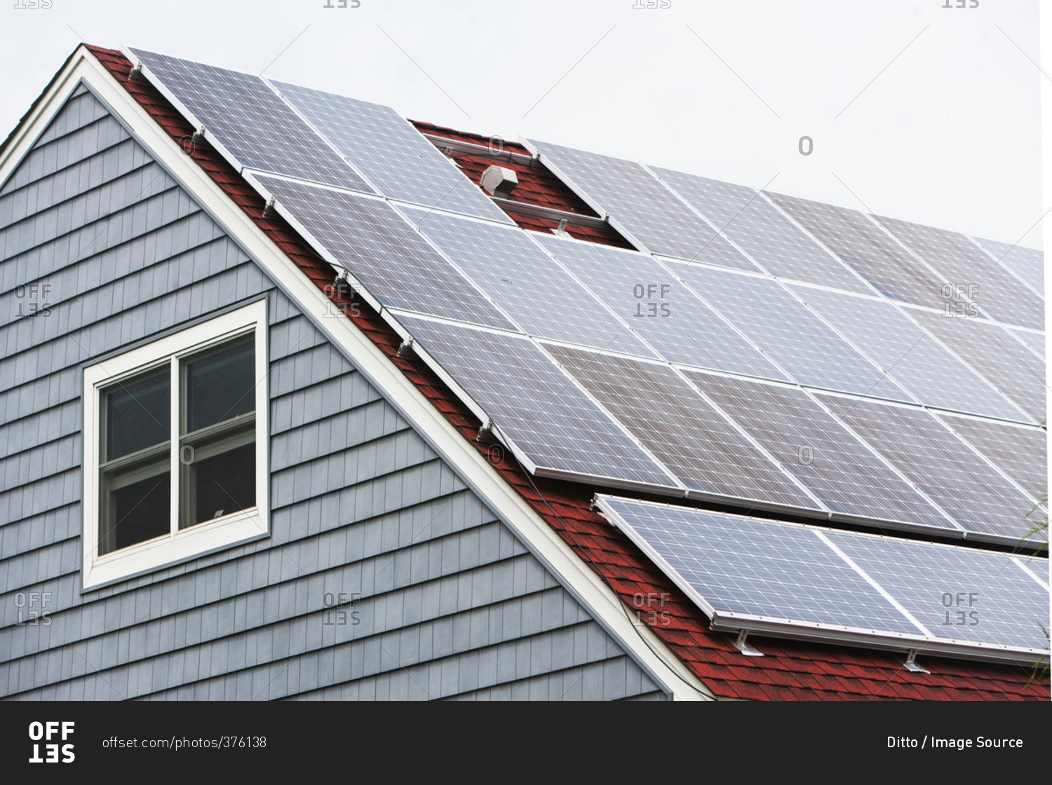 Solar panelled roof, Long Beach, New York, USA