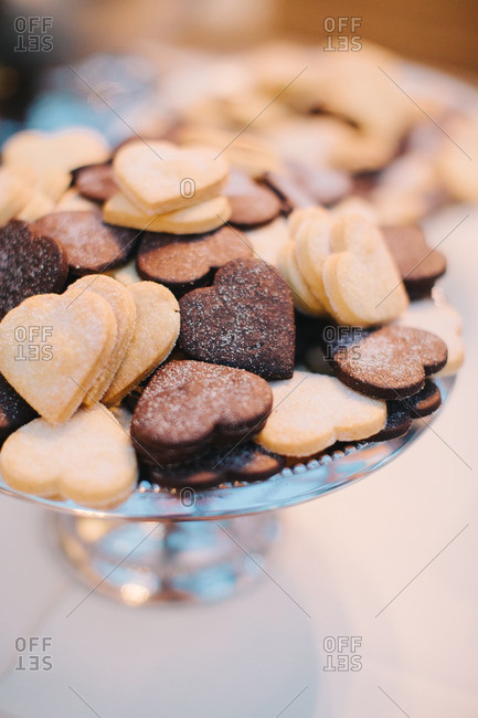 Heart Shaped Cookies Served At Wedding Reception Stock Photo Offset