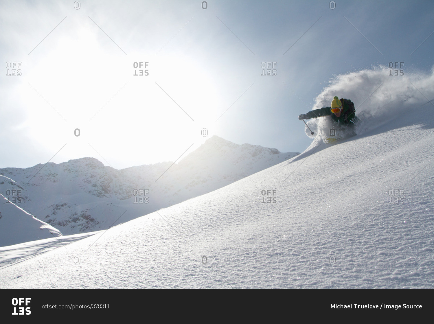 Man skiing off piste in Kuhtai , Tirol, Austria
