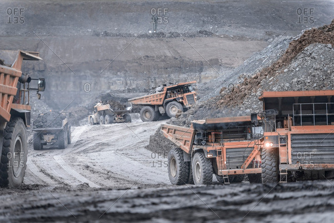 Dumper trucks in surface coal mine