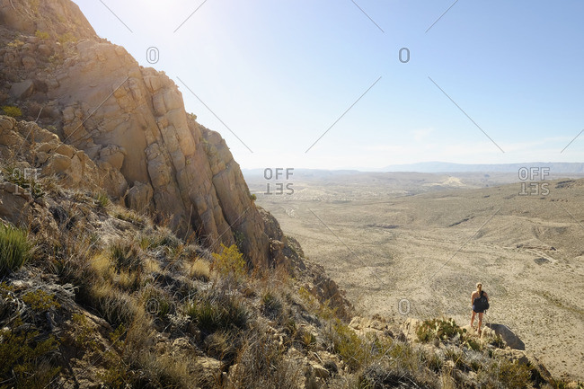 Woman on Texas desert overlook