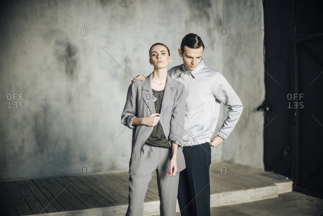Two Fashion Models Pose On Gray Stock Photo 247864678 | Shutterstock