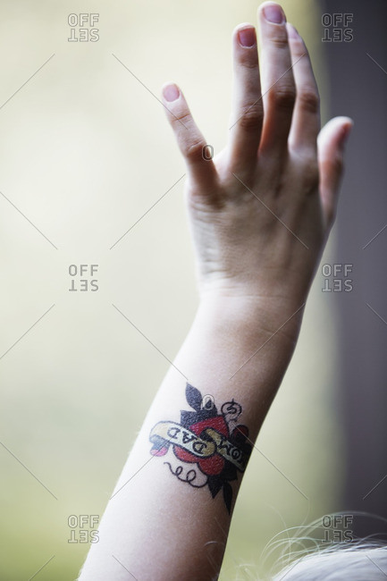 Child Hand With Fake Tattoo Child Hand With Fake Tattoo