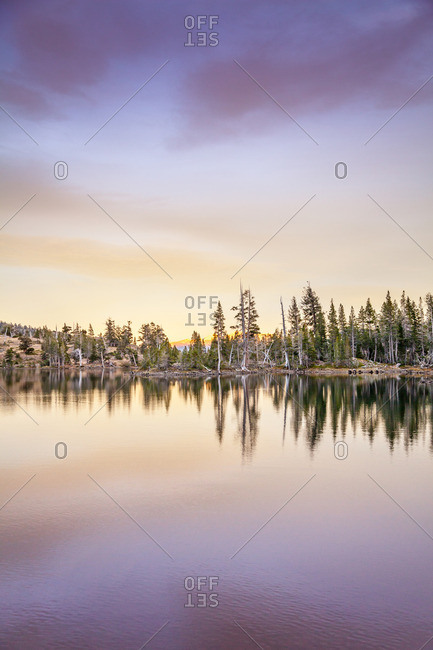 A lake in Desolation Wilderness near Tahoe, California at sundown