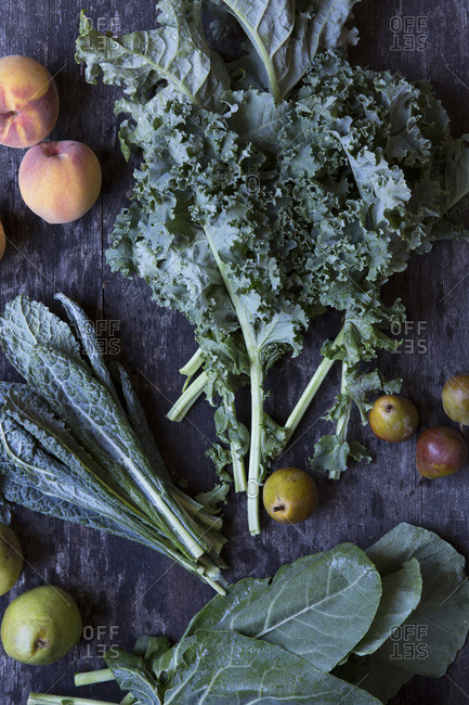 Fresh fruit and leafy vegetables