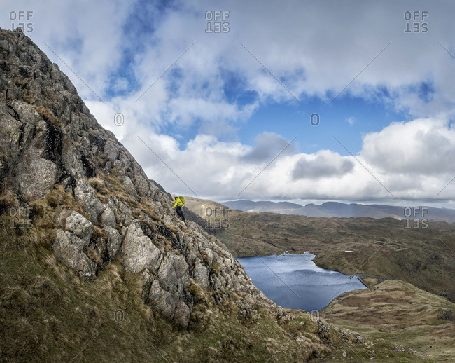 England- Cumbria- Lake District- Langdale- Harrison Stickle- climber