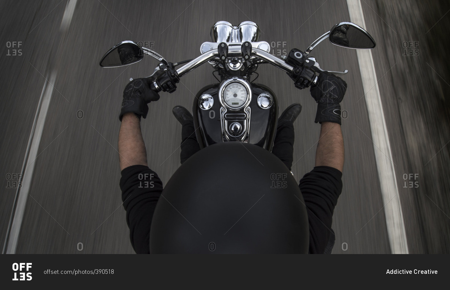 Top view of man riding motorcycle