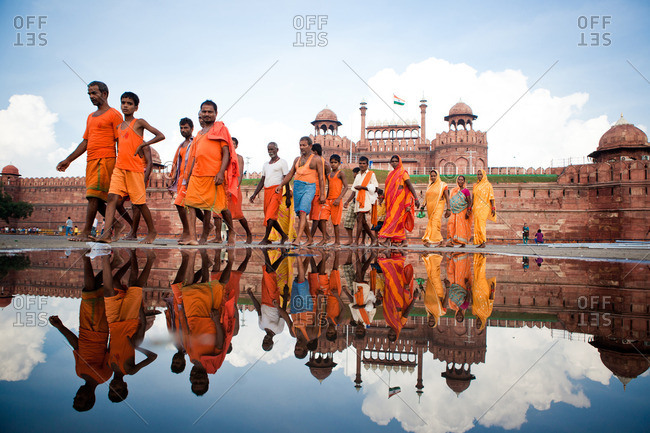 People walking in front of Red Fort, Delhi