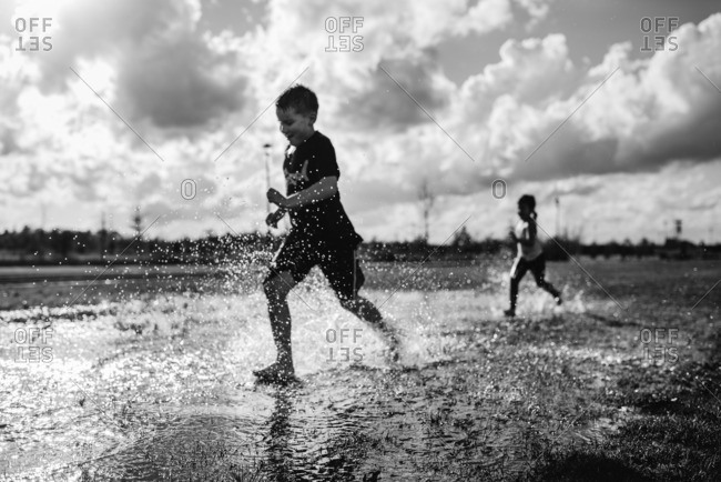 black kids playing in the rain