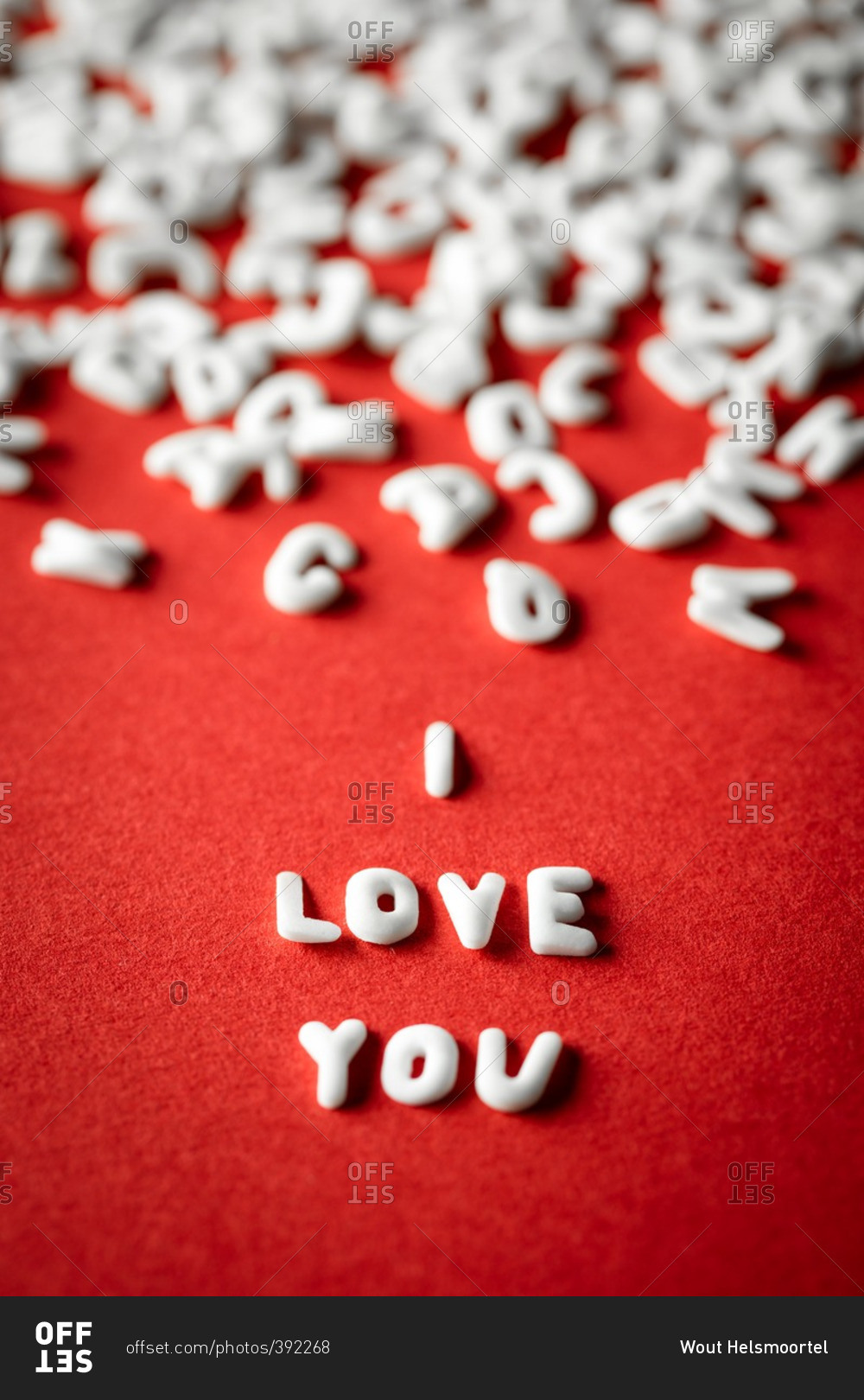 Love message and scattered letters