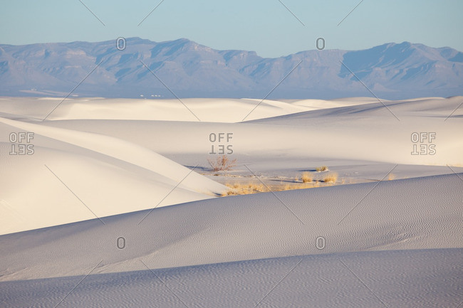 San Andres Mountains and morning light on dunes in White Sands National Monument