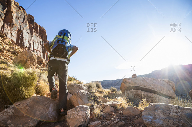 Man hiking in the mountains