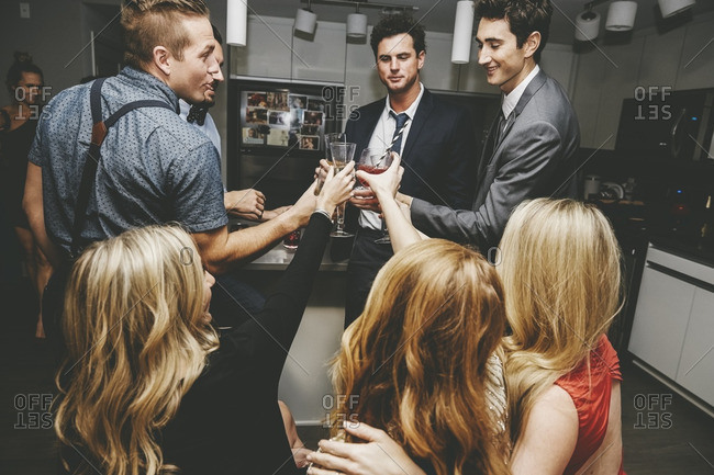 Friends toasting at a party
