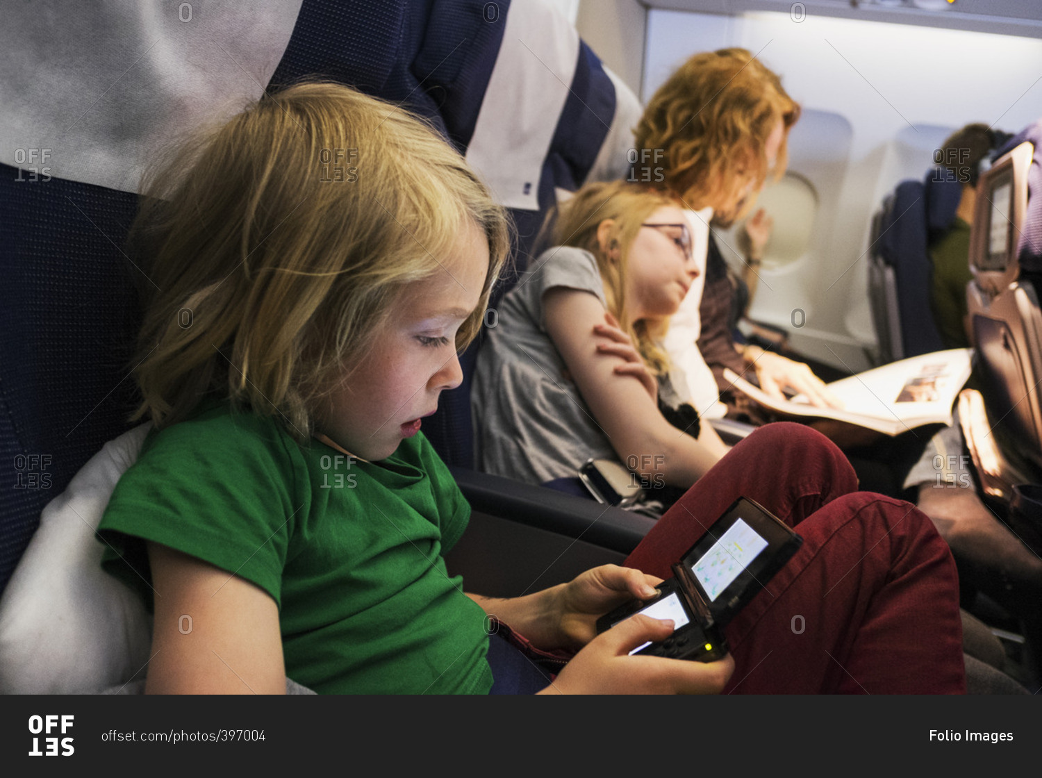 Sweden, Mother travelling by plane with children
