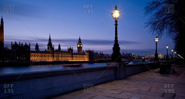 Houses of Parliament lit up at night