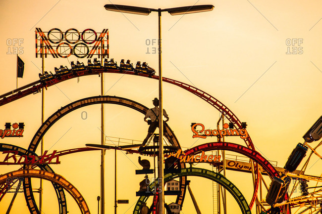 Carousel rides at amusement park - October 12, 2015: Carousel rides at amusement park