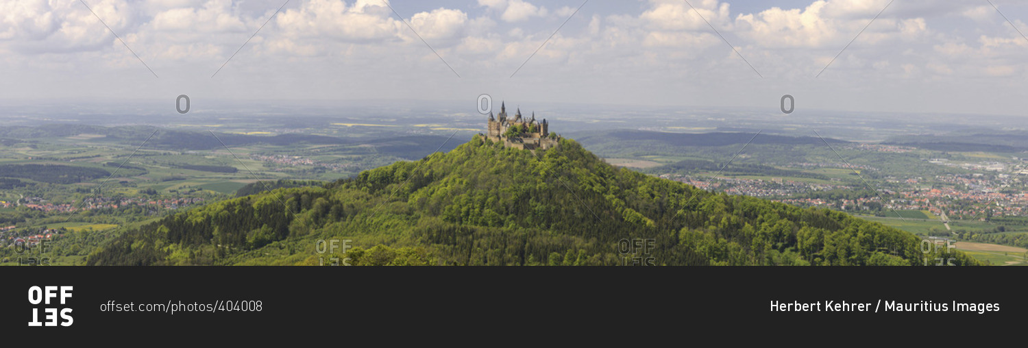 Hohenzollern Castle on the top of a mountain in Zollernalbkreis, Germany