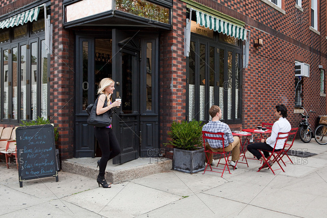 People outside cafe