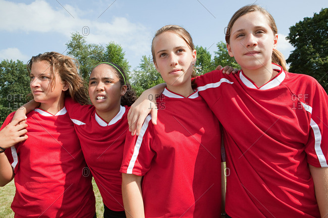 Girl soccer players
