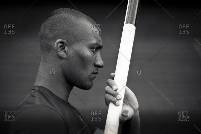 May 6, 2015: Olympic Athlete Ashton Eaton with vaulting pole