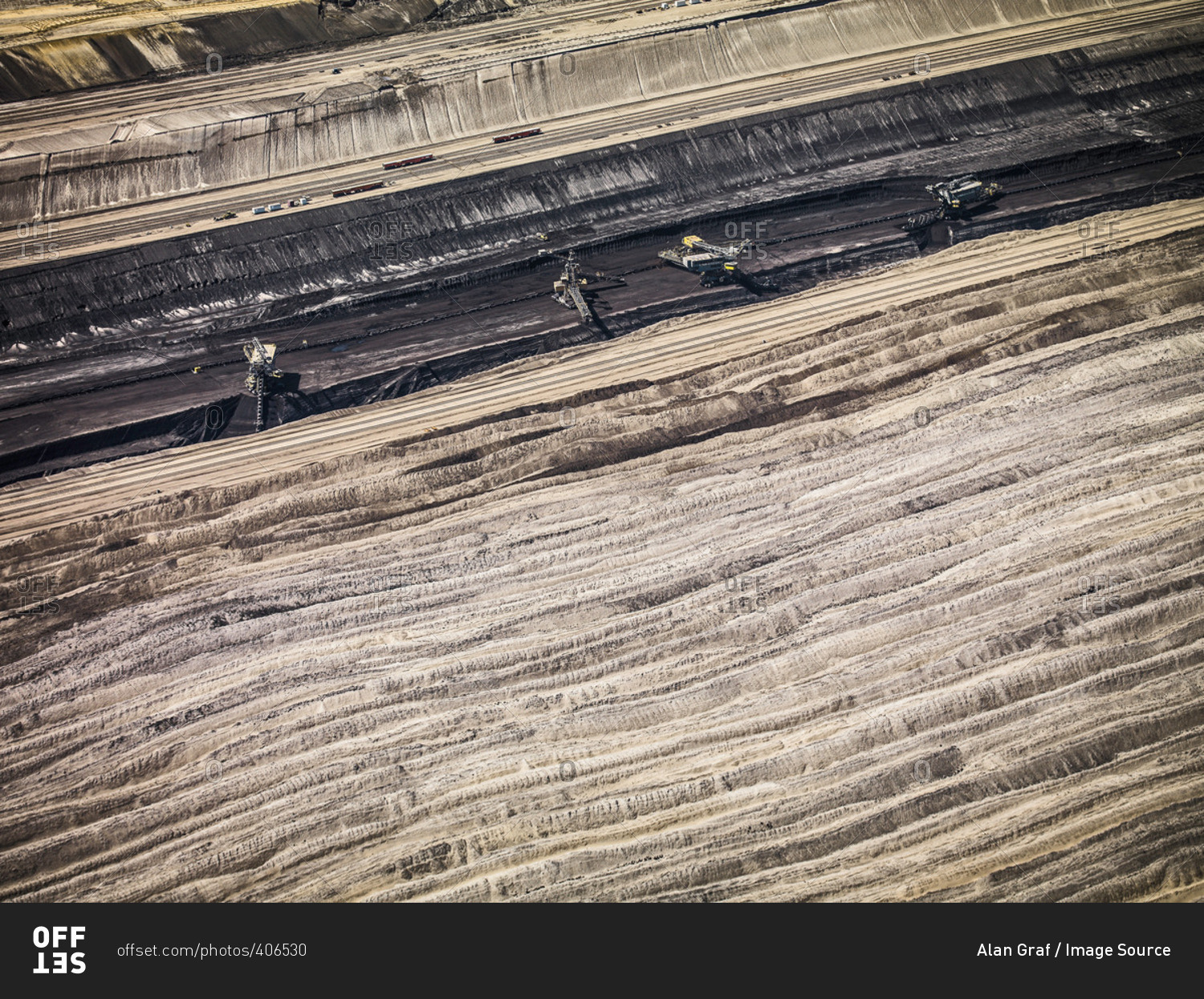 Above view of strip coal mining field