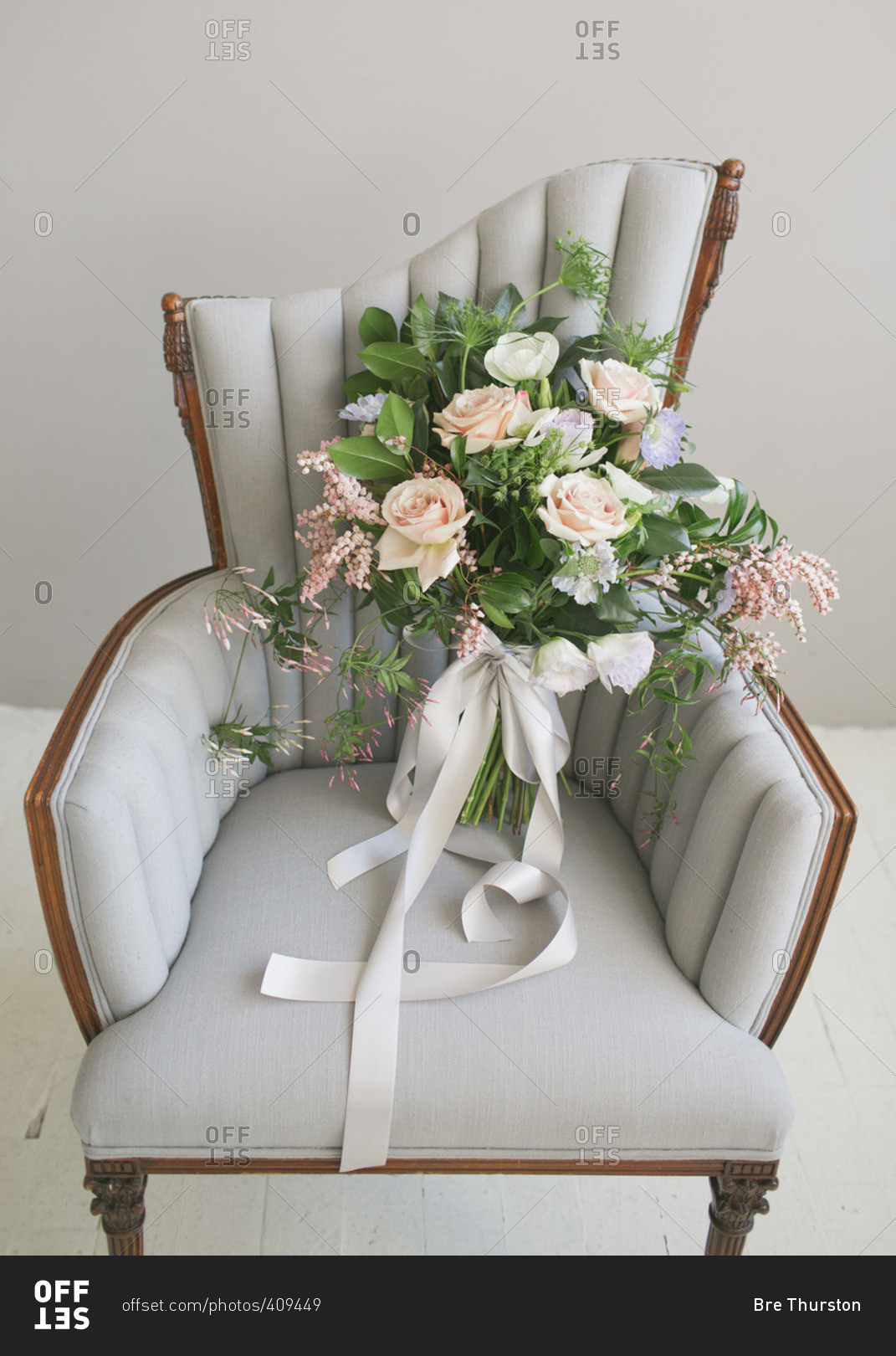 Bouquet of flowers in an armchair