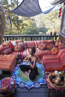 A woman meditating