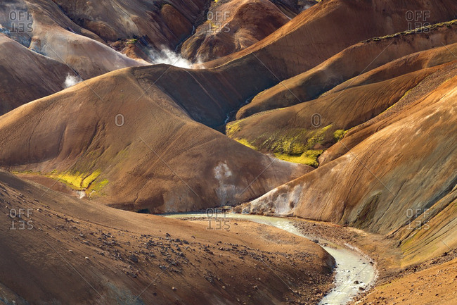 Icelandic geothermal landscape in remote highlands