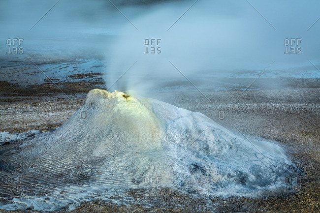Icelandic geothermal fumarole in the remote Kjoslur highlands