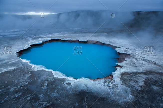 Icelandic geothermal pool in the remote Kjoslur highlands