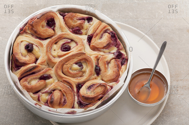 Chelsea buns with cherries - Offset