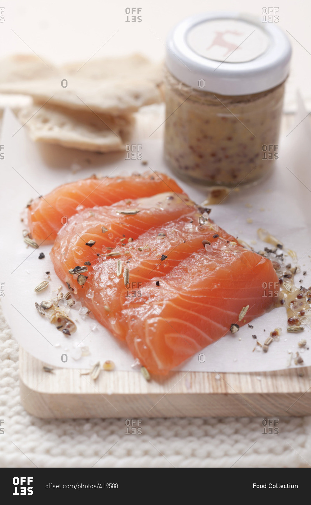 Pickled salmon with honey mustard sauce