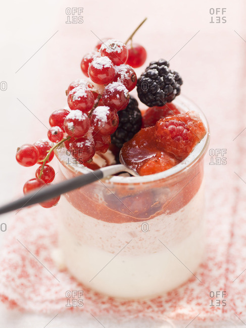 Strawberry dessert with pinna cotta